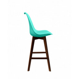 Fusion Living Soho Aqua Plastic Bar Stool With Dark Wood Legs - thumbnail 3