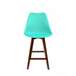 Fusion Living Soho Aqua Plastic Bar Stool With Dark Wood Legs - thumbnail 4