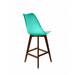 Fusion Living Soho Aqua Plastic Bar Stool With Dark Wood Legs - thumbnail 6
