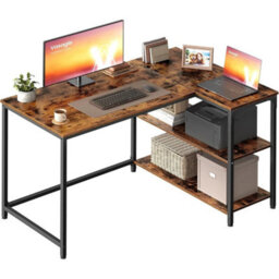 Brown L-Shaped Computer Desk With Custom Storage - thumbnail 1