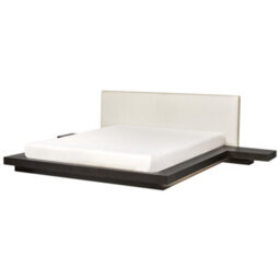 Beliani Bed With Led Boucle Zen 180 X 200 Cm (Eu Super King) Led Dark Ash Wood - thumbnail 6