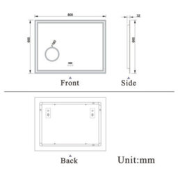 Probaty Bathrooms 80X60Cm 3-Color Dimmable Led Mirror With Bluetooth,clock And Magnifier,memory Function,anti-Fog,wall Vanity - thumbnail 9
