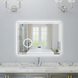 Probaty Bathrooms 80X60Cm 3-Color Dimmable Led Mirror With Bluetooth,clock And Magnifier,memory Function,anti-Fog,wall Vanity - thumbnail 1