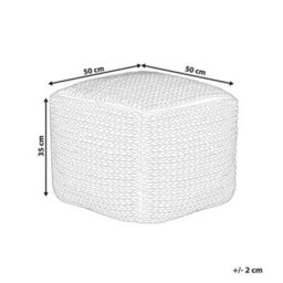 Wyld And Coco Beige Handwoven Cotton Pouffe 50 X 50 X 35 Cm With Eps Filling - thumbnail 4