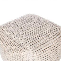 Wyld And Coco Beige Handwoven Cotton Pouffe 50 X 50 X 35 Cm With Eps Filling - thumbnail 3