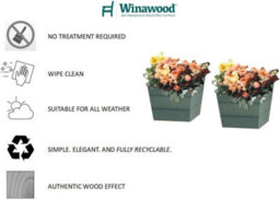 Winawood Polymer Wood Effect Zero Maintenance Fully Weatherproof Set Of 2 Small Planters - Stone Grey - thumbnail 8