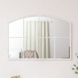 Melody Maison Distressed White Arched Window Wall Mirror - 100Cm X 70Cm - thumbnail 4