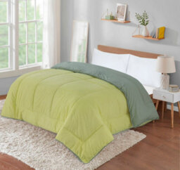 SleepyNights Reversible Coverless Duvet - Lemon & Smoke Green - Double - thumbnail 3