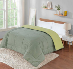 SleepyNights Reversible Coverless Duvet - Lemon & Smoke Green - Double - thumbnail 2