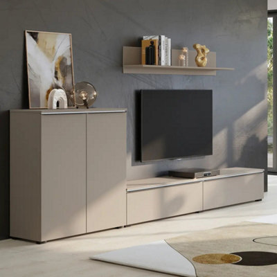 Arte Tana 9 Entertainment Unit In Congo & Black - Spacious Tv Cabinet With Pull-Down Doors & Highboard Storage - image 1