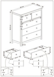 Core Products Nairn White 2+3 Drawer Chest Of Drawers - Solid Wood Bedroom Storage Unit 96 X 90 X 40Cm - thumbnail 6