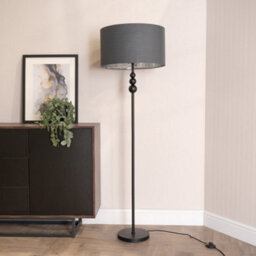 Valuelights Marissa Black Stacked Ball Floor Lamp With Charcoal With Chrome Inner Lamp Shade - thumbnail 3