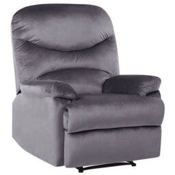 Beliani Recliner Chair Eslov Velvet Grey - thumbnail 1