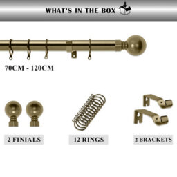 "Bedlooms Metal Curtain Pole 28mm- Plain Ball Finials With Extendable Strong & Durable Rod Antique Brass 70-120 Cm, 28"" - 48""" - thumbnail 5