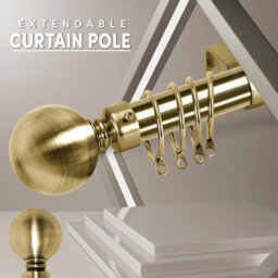 "Bedlooms Metal Curtain Pole 28mm- Plain Ball Finials With Extendable Strong & Durable Rod Antique Brass 70-120 Cm, 28"" - 48""" - thumbnail 2