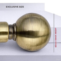"Bedlooms Metal Curtain Pole 28mm- Plain Ball Finials With Extendable Strong & Durable Rod Antique Brass 70-120 Cm, 28"" - 48""" - thumbnail 3
