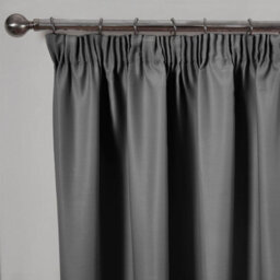 "Ohs Pencil Pleat Blackout Curtains Set Of 2 Thermal Tape Top Heading Panels Ready Made, Charcoal Grey - 66"" X 72"""