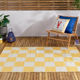 furn. Furn Checkerboard Recycled Outdoor Rug, Yellow, 120 X 180Cm - thumbnail 1