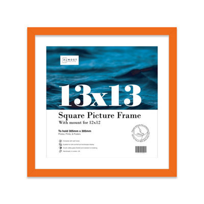 "13X13"" Orange Picture Frame - 13X13"" Square Frame With 12X12"" Mount For 13X13""/12X12"" Pictures Moderrn Style Thin Edge, 1 Pack" - image 1