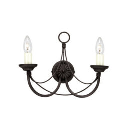 Luminosa Lighting Elstead Carisbrooke 2 Light Indoor Wall Light Black - Glass Shade Not Included, E14 - thumbnail 1
