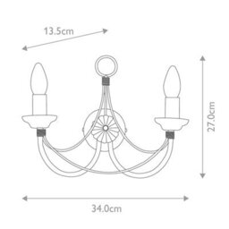 Luminosa Lighting Elstead Carisbrooke 2 Light Indoor Wall Light Black - Glass Shade Not Included, E14 - thumbnail 6