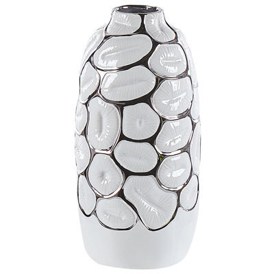 Beliani Decorative Vase Cenabum Stoneware 34 Cm White - image 1