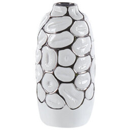 Beliani Decorative Vase Cenabum Stoneware 34 Cm White