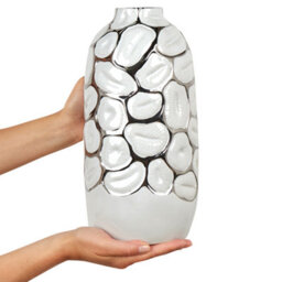 Beliani Decorative Vase Cenabum Stoneware 34 Cm White - thumbnail 4