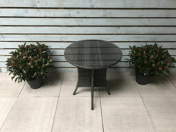 Signature Weave Emily Wicker 2 Seater Bistro Table Outdoor Garden Dining Grey - thumbnail 1