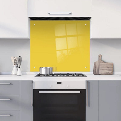 60 X 80Cm Lemon Punch Glass Kitchen Splashback Splatter Screen Pre Drilled Holes Wall Hanging Fixings Included - image 1