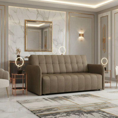Viva Grand Iv Sofa Bed With Storage And Wooden Legs, Wavy Springs, Sleep Function Size 165X98X85 Cm Beige - image 1