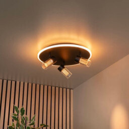 Lucide Everina Led 3 Light Ceiling Spotlight Plate With Remote Control Black - thumbnail 5