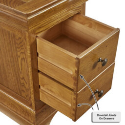 The Furniture Market French Louis Oak 2 Drawer Slim Bedside Table Compact Design With Elegant Detailing, Solid Oak Construction, Antique Brass Handles - thumbnail 5