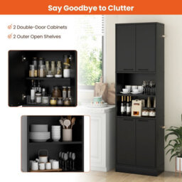 Costway 190Cm Tall Kitchen Pantry Cabinet Freestanding Cupboard With Doors & Shelves - thumbnail 4