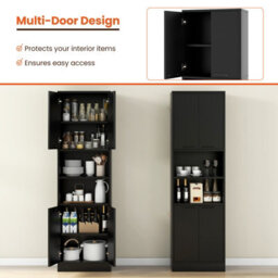 Costway 190Cm Tall Kitchen Pantry Cabinet Freestanding Cupboard With Doors & Shelves - thumbnail 5