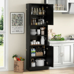 Costway 190Cm Tall Kitchen Pantry Cabinet Freestanding Cupboard With Doors & Shelves - thumbnail 8