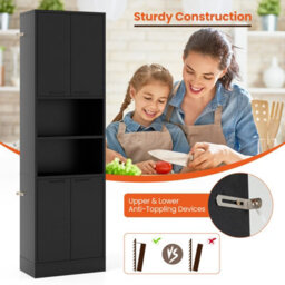 Costway 190Cm Tall Kitchen Pantry Cabinet Freestanding Cupboard With Doors & Shelves - thumbnail 6