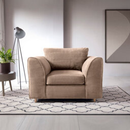 Abakus Direct Jumbo Brown Cord Armchair For Living Room With Thick Luxury Deep Filled Cushioning - thumbnail 1