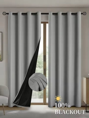 2Pcs Grey Blackout Curtains 132X213Cm , Insulated Lining For Living Room, Bedroom And Home Decor - image 1