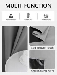 2Pcs Grey Blackout Curtains 132X213Cm , Insulated Lining For Living Room, Bedroom And Home Decor - thumbnail 3
