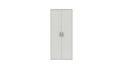 Hazlemere 2 Door Robe - White With Oak Edging On Express Delivery And Ready Assembled - image 1