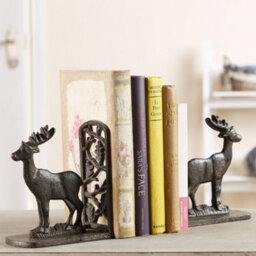 Dibor Vintage Style Antique Pair Of Cast Iron Stag Bookends - thumbnail 1