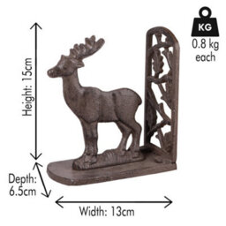 Dibor Vintage Style Antique Pair Of Cast Iron Stag Bookends - thumbnail 5