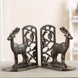 Dibor Vintage Style Antique Pair Of Cast Iron Stag Bookends - thumbnail 3