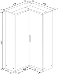 Trasman Tall Corner Wardrobe  Including Topper - thumbnail 5
