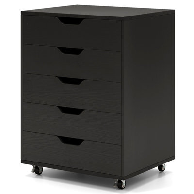 Gainoom 5 Drawer Chest Rolling Dresser Storage Cabinet W/lockable Wheels-Black - image 1