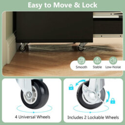 Gainoom 5 Drawer Chest Rolling Dresser Storage Cabinet W/lockable Wheels-Black - thumbnail 8