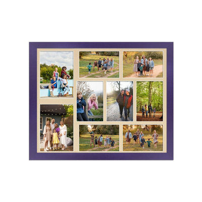 AK Frames 20X16 Purple Sleek Multi Photo Frame With Ivory Mount - Holds 9 Apertures (2X) 7X5, (7X) 6X4 Photos - image 1