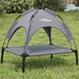 Walplus Dog Bed With Canopy Anthracite Oxford Fabric And Steel