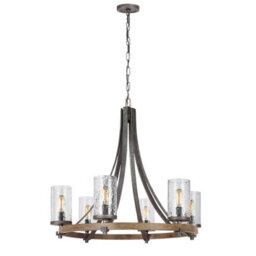 Luminosa Lighting Elstead Feiss Angelo 6 Light Chandelier Weathered Oak - thumbnail 1